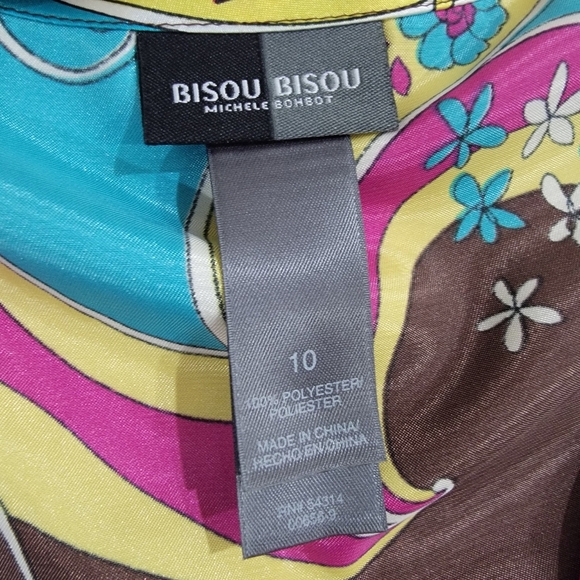 Bisou Bisou Colorful Women's Dress with Puff Sleeves Size 10 - Picture 12 of 16